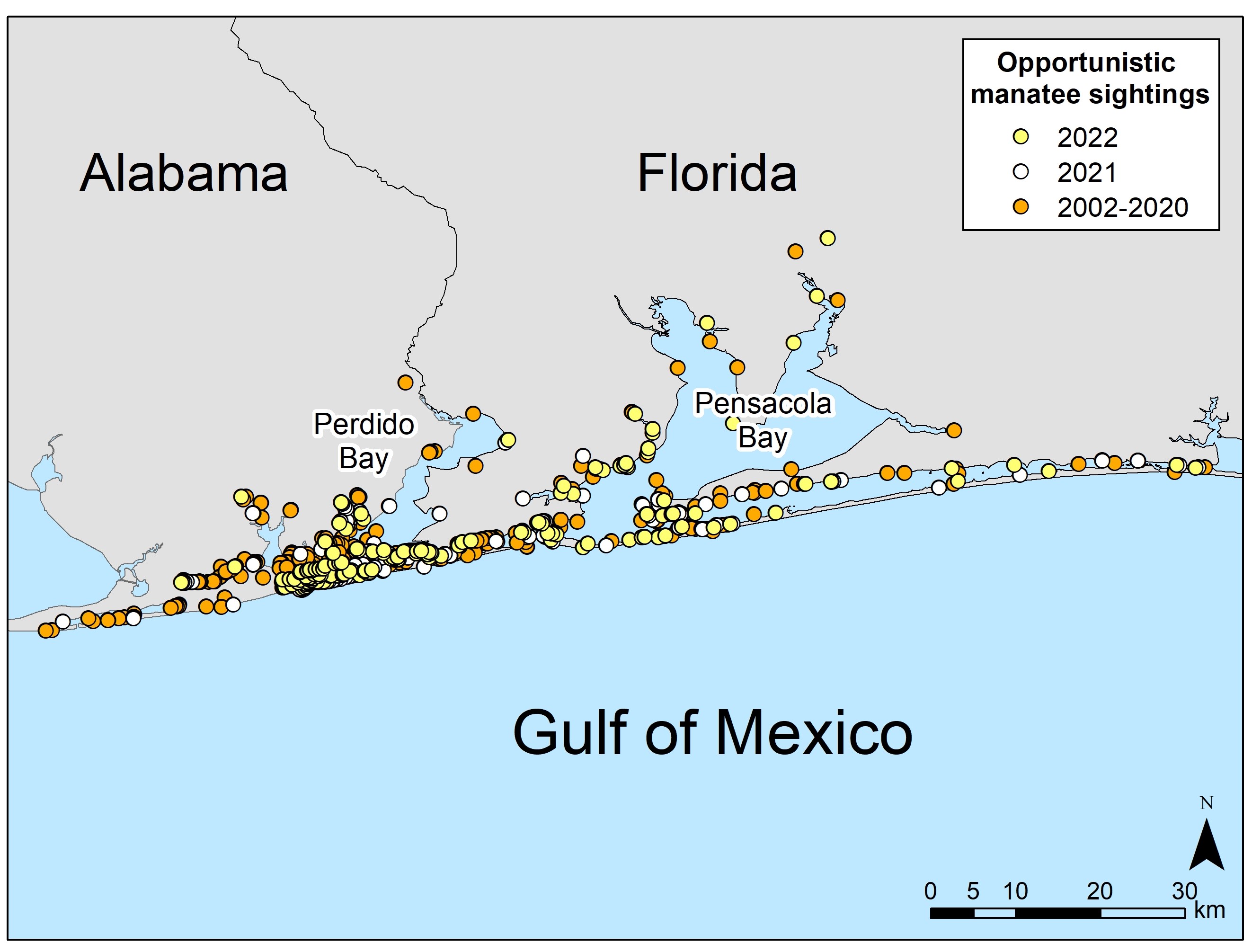Map of Manatee Sightings