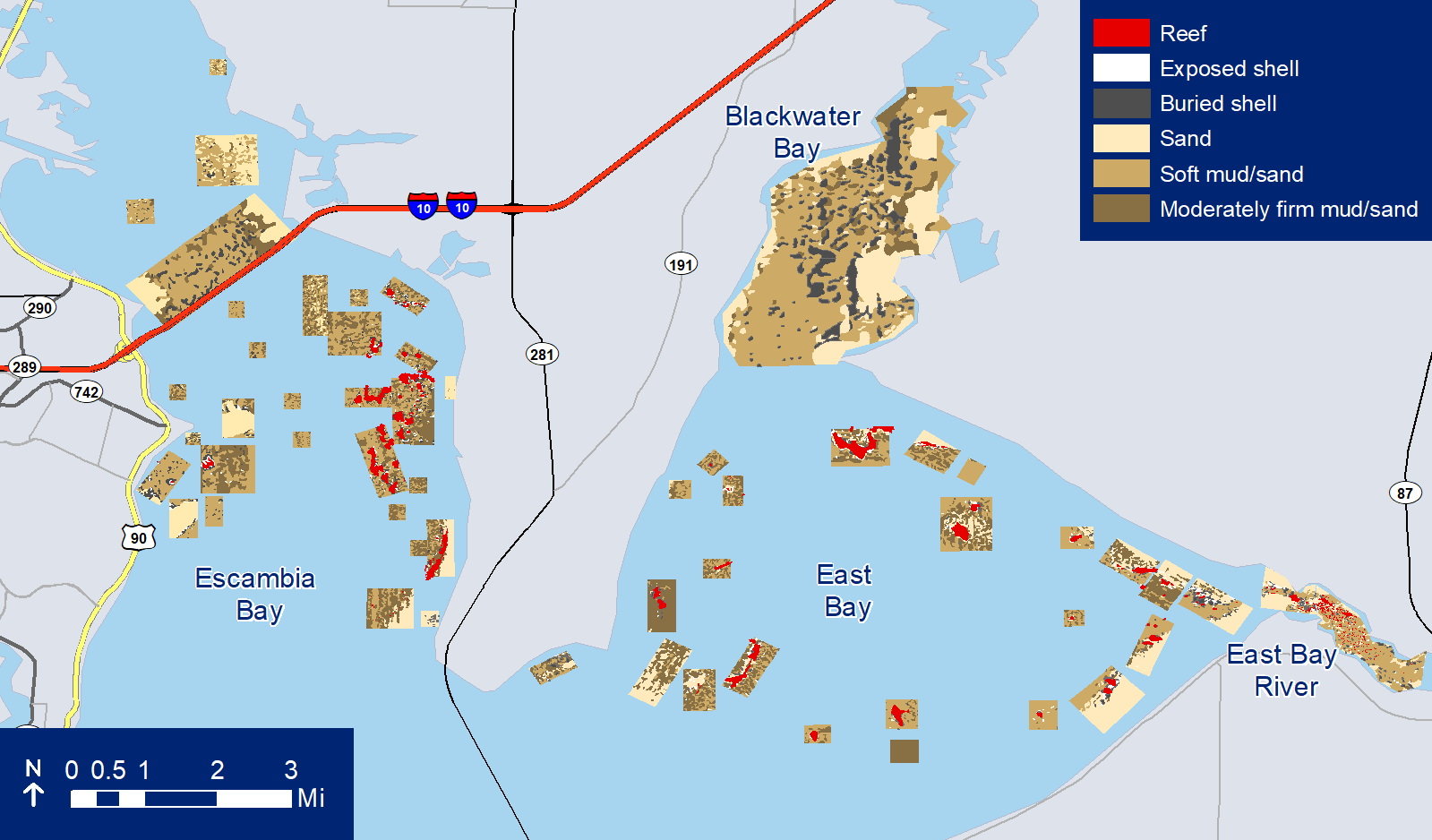 2021 Pensacola Bay System Bottom Type Map 