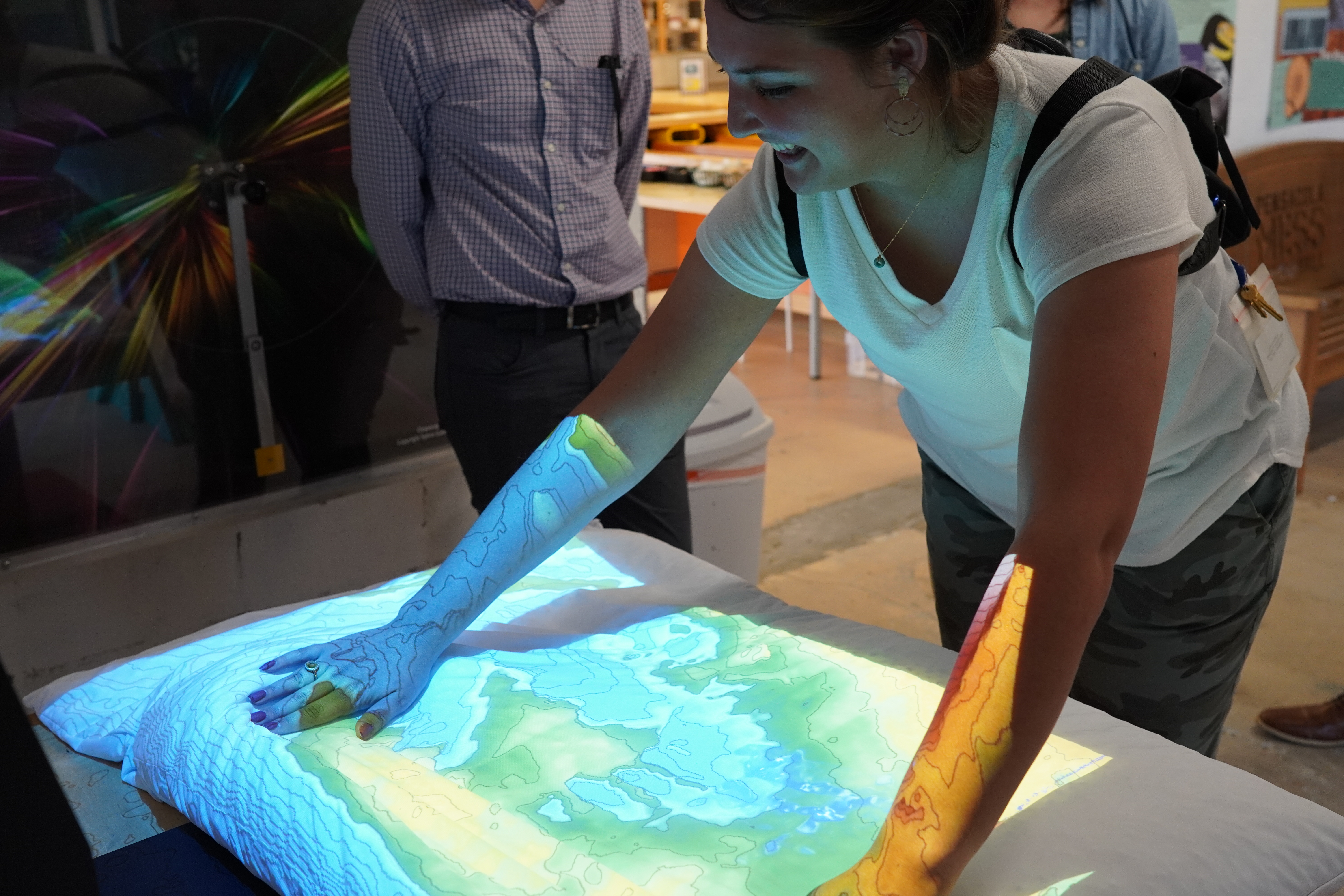 Person interacting with exhibit 