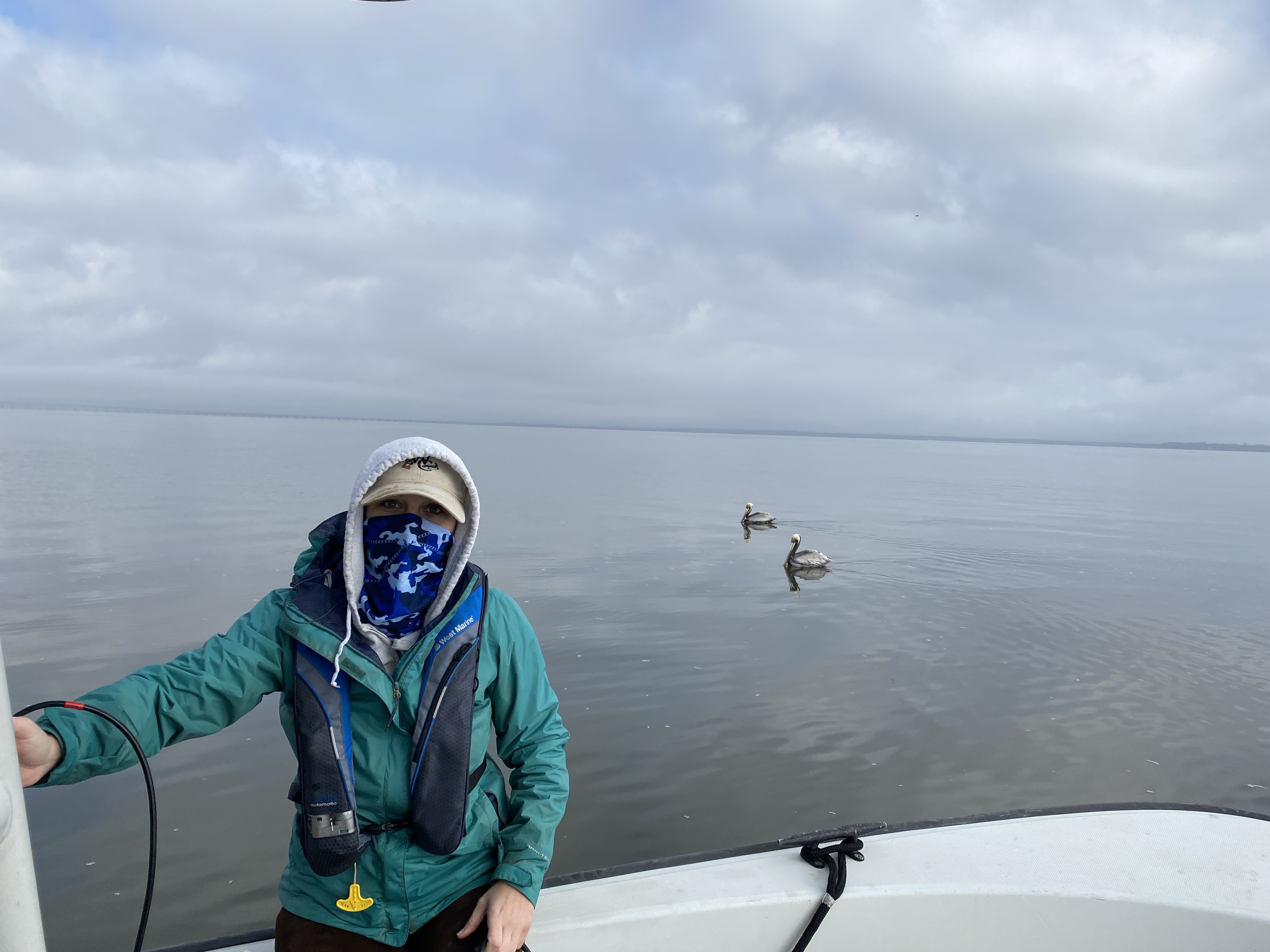 Researcher holding water quality sonde